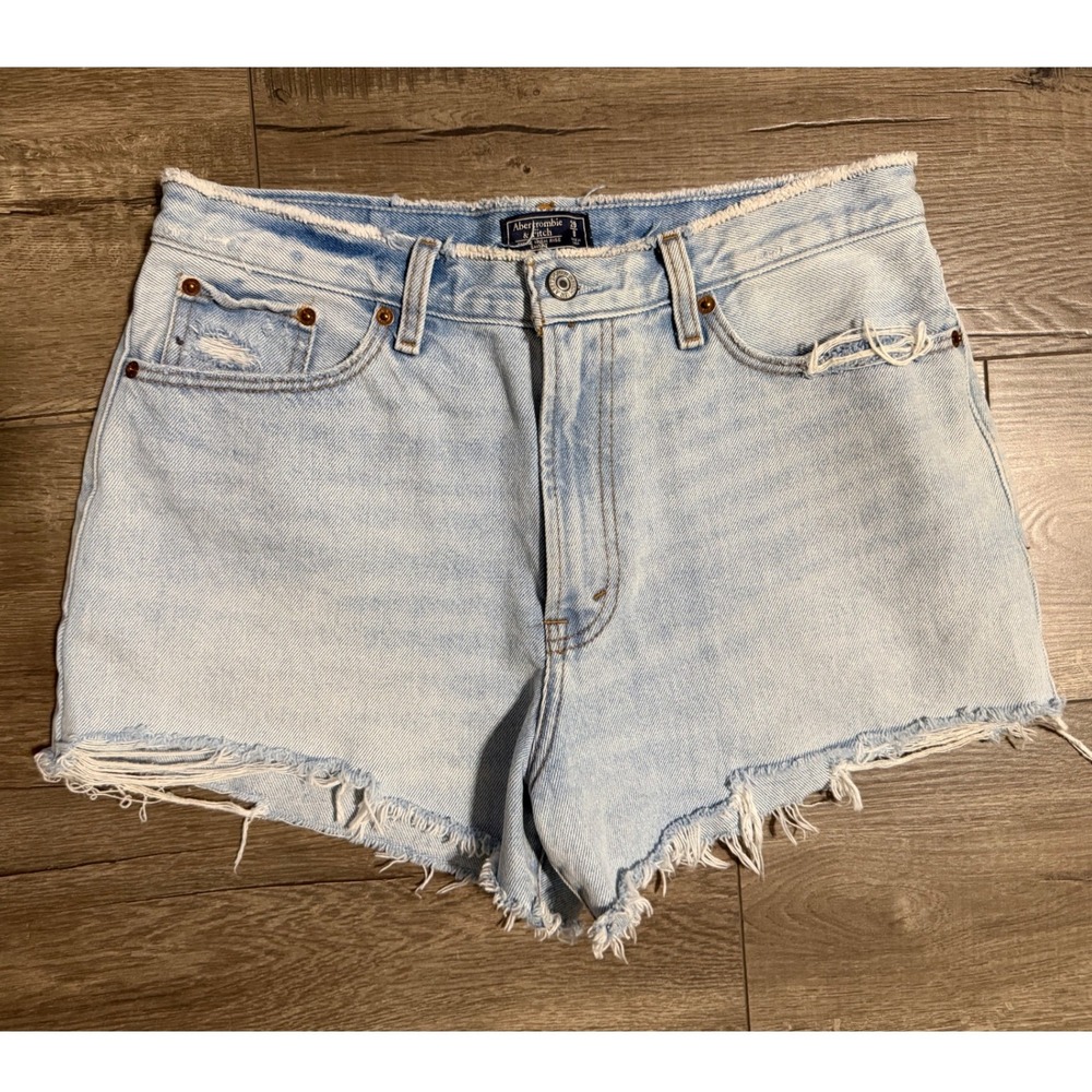 Abercrombie & Fitch Annie High Rise Short Light Wash Distressed Denim 29/ 8